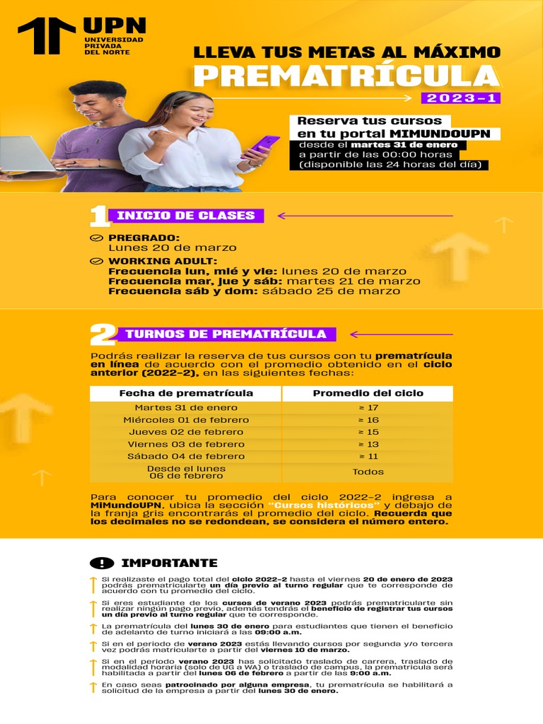 Prematrícula UPN 2023-1: Fechas y Requisitos | PDF | Tarjeta de crédito ...