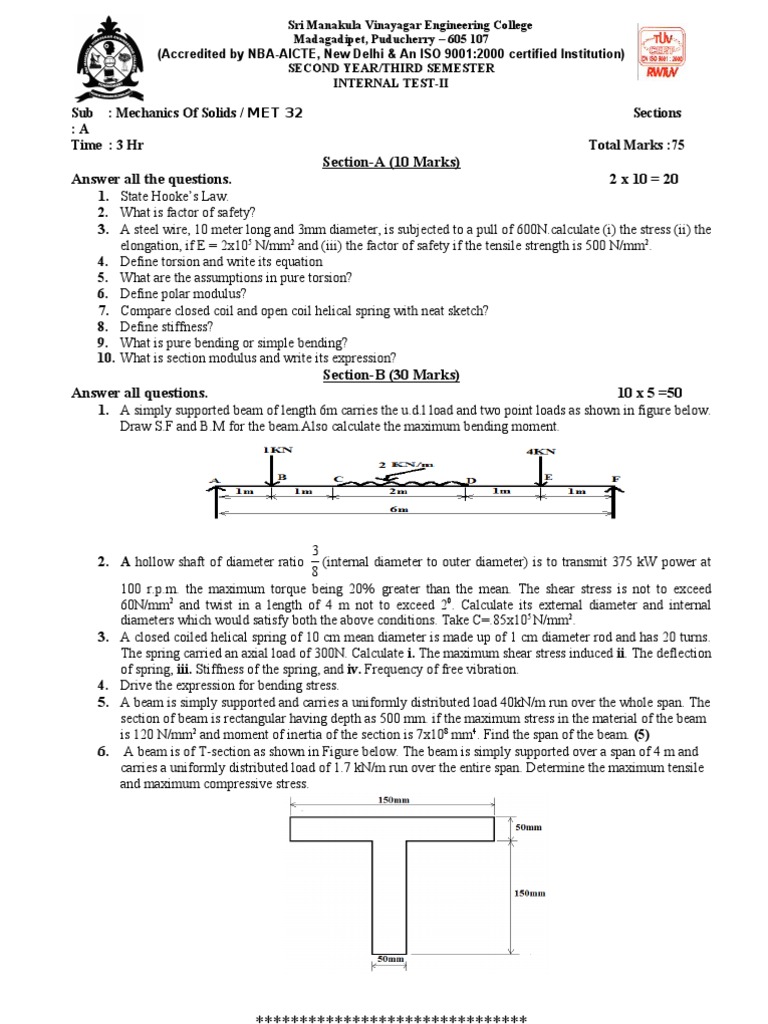 Mos Internal Test-II | PDF