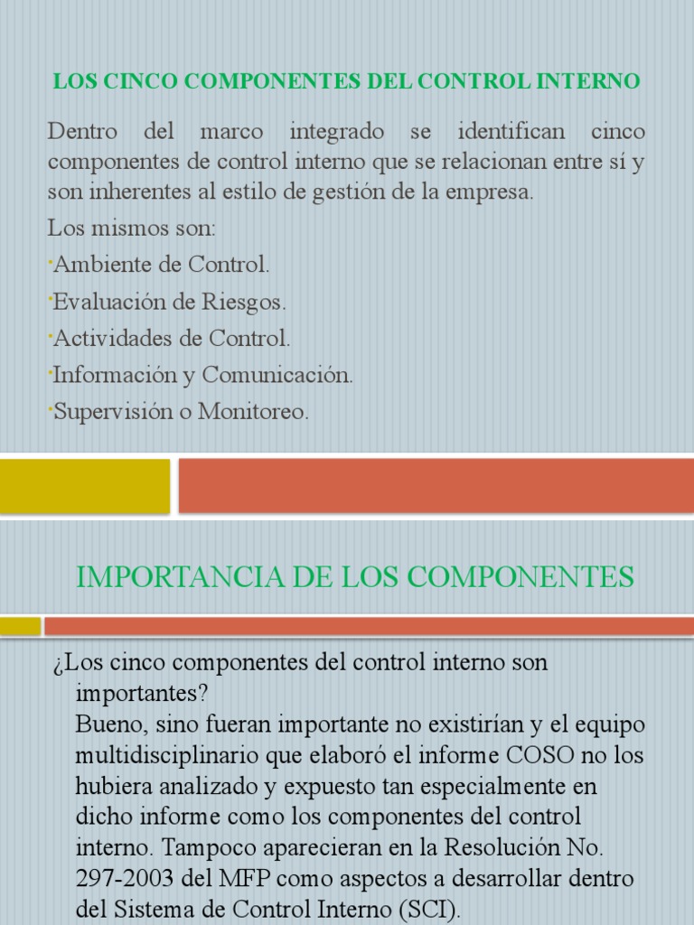 Componentes del Control Interno COSO | PDF | Business | Información