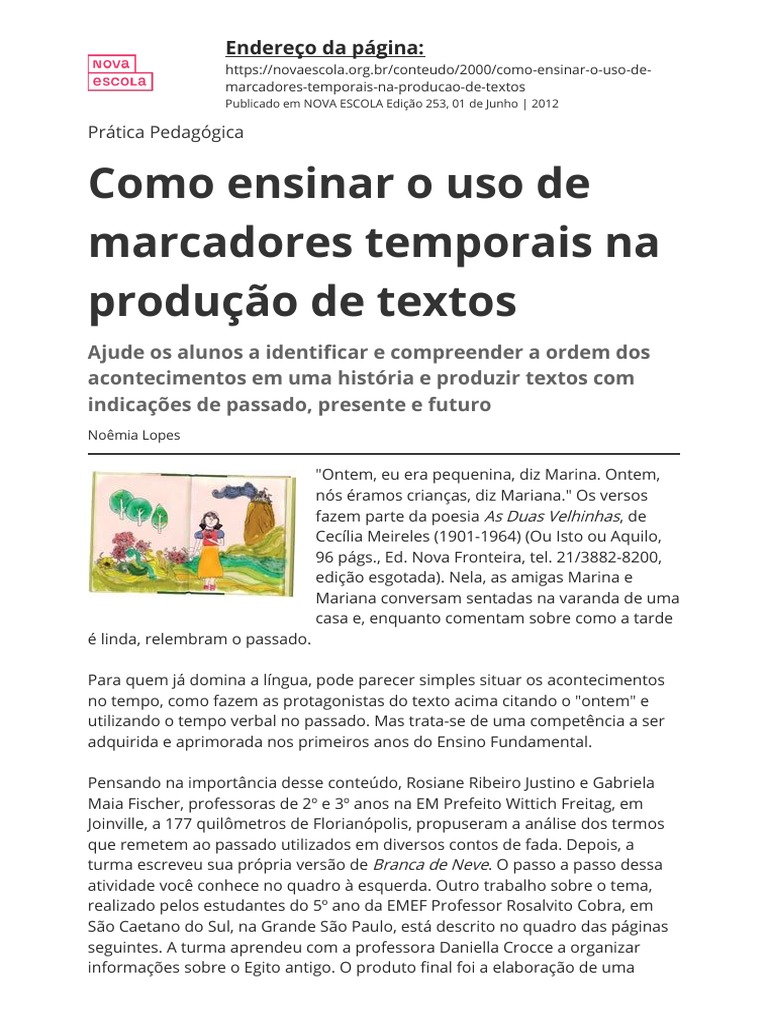 Como Ensinar o uso de Marcadores Temporais | PDF | Tempo | Escrita