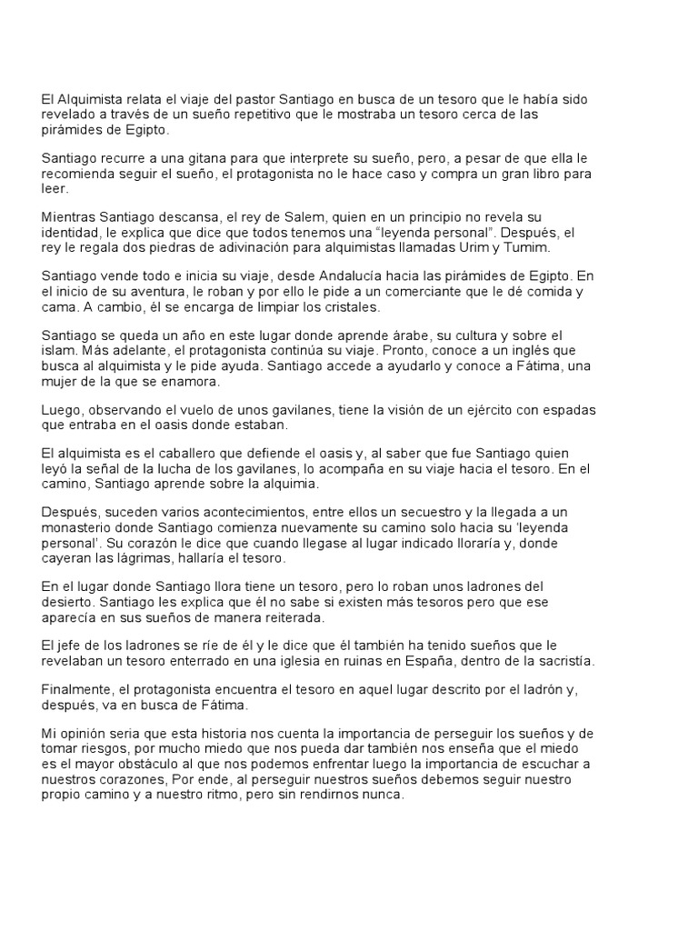 El Alquimista Resumen PDF - 1