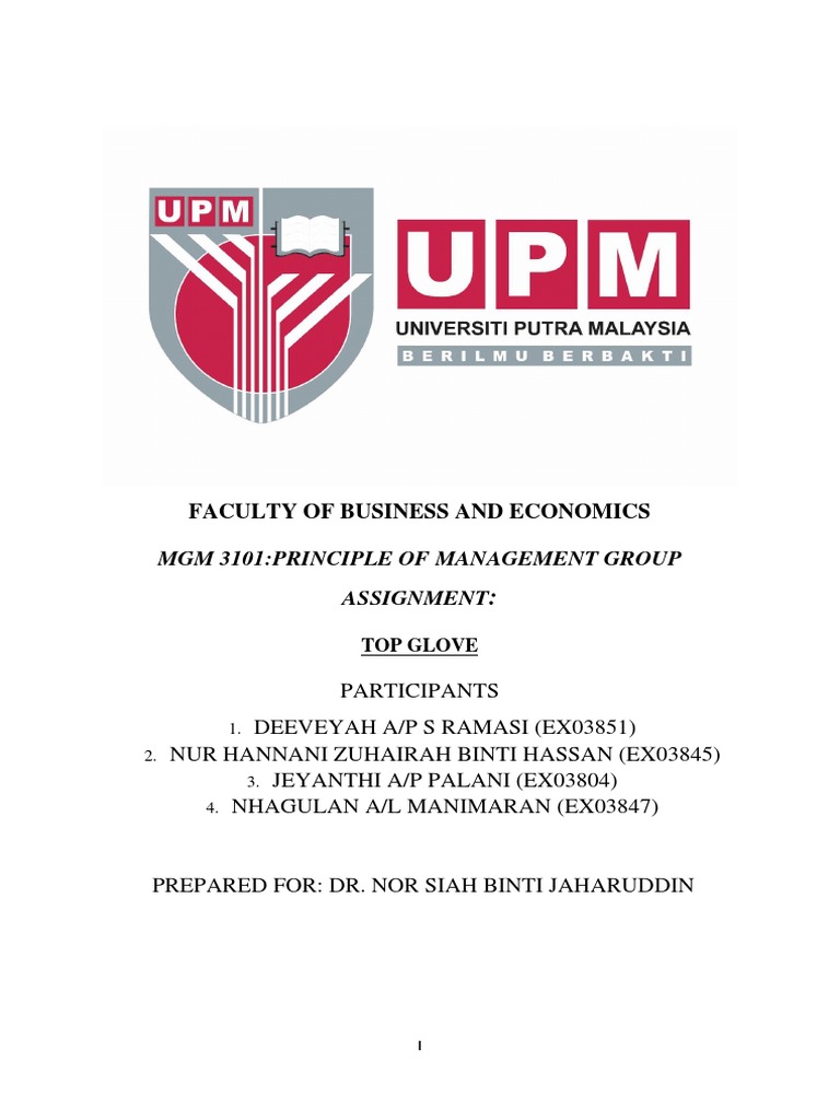 Top Glove Management Assignment PDF