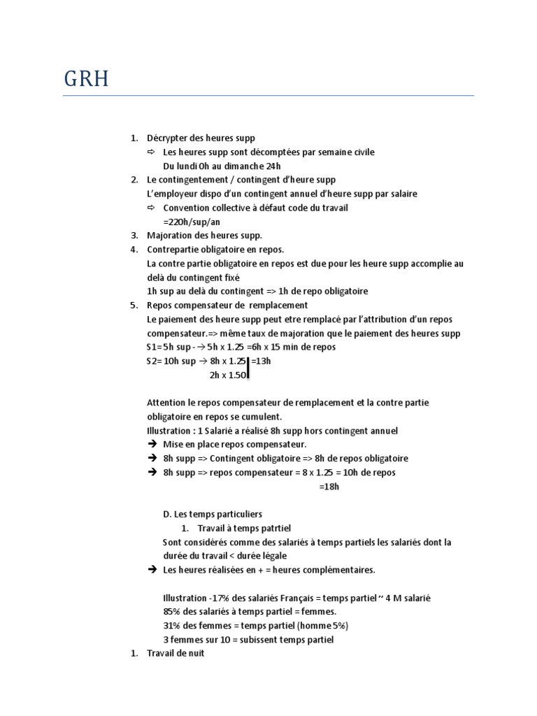 Grh Heures Supplementaires Conge Annuel