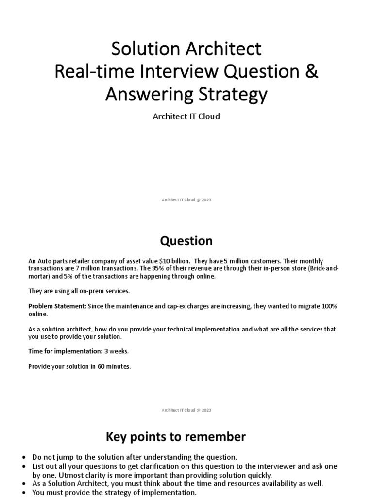 Solution Architect Question & Answer | PDF | Cloud Computing | Computer ...