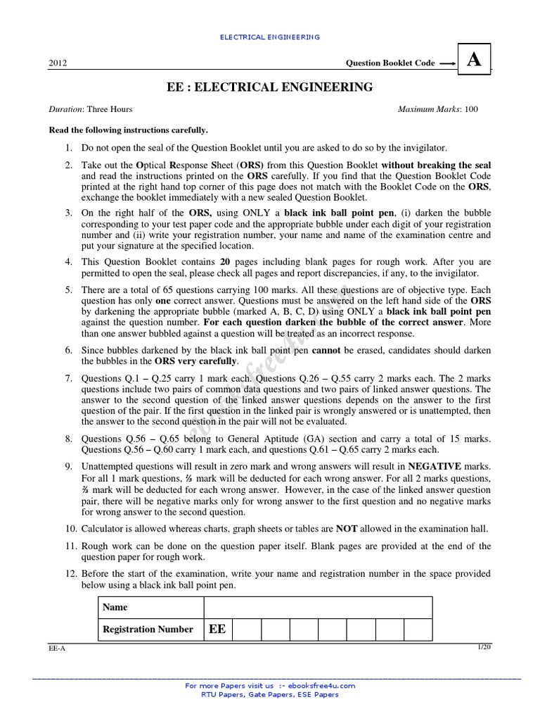 Ee Gate 2012 | PDF | Transformer | Power Inverter