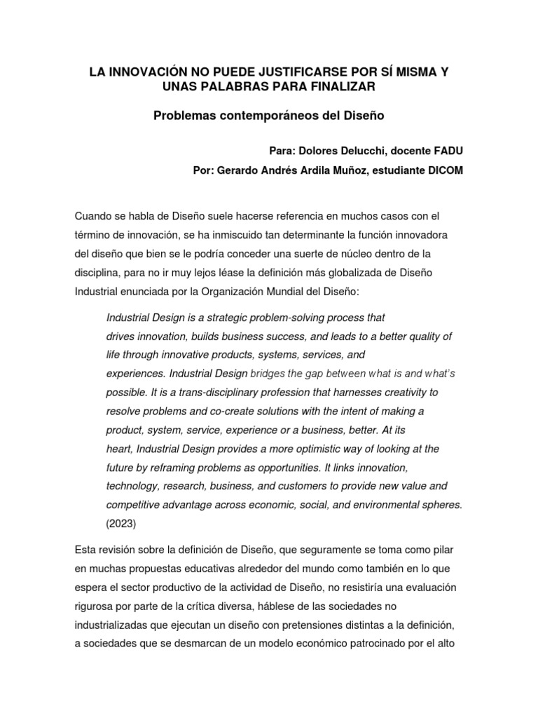 La Innovacion No Puede Justificarse Por Si Sola | PDF