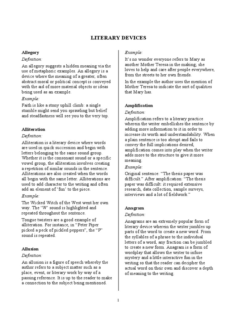 Literary Devices | PDF | Classics