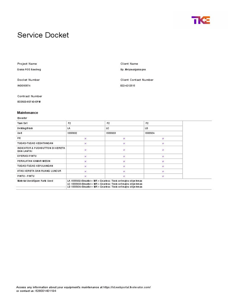 VFM Maintenance Docket INDO93574 | PDF