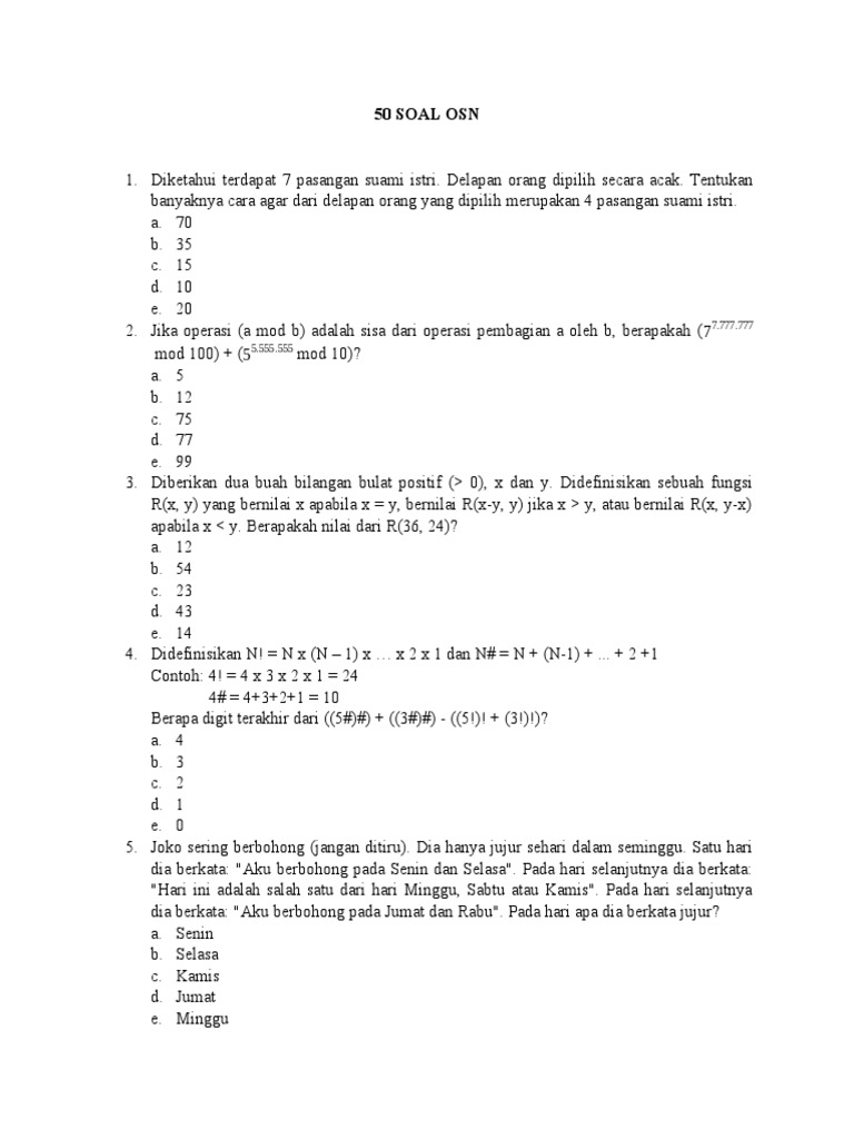 50 Soal OSN Matematika dan Pemrograman | PDF
