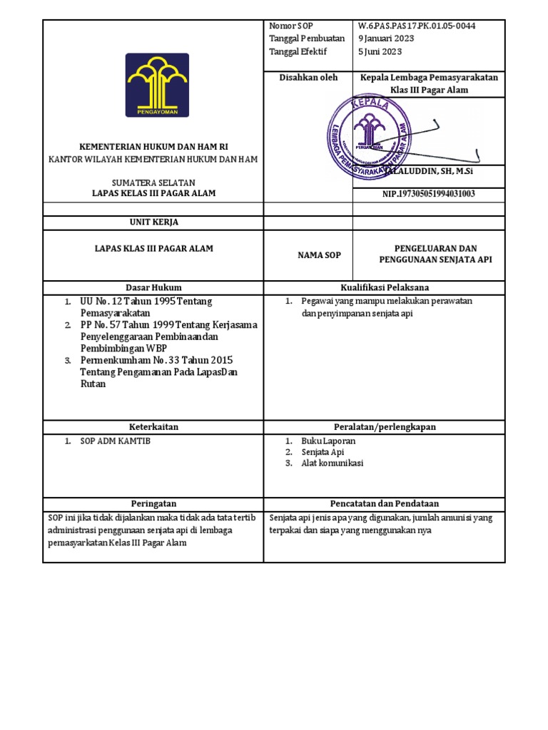 SOP Penggunaan Senjata Api | PDF