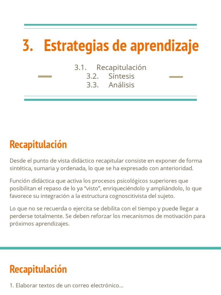 Estrategias de Aprendizaje y Recapitulación | PDF | Aprendizaje | Enseñando