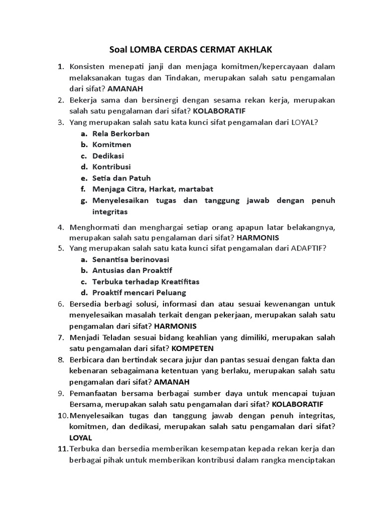 Soal AKHLAK BUMN | PDF