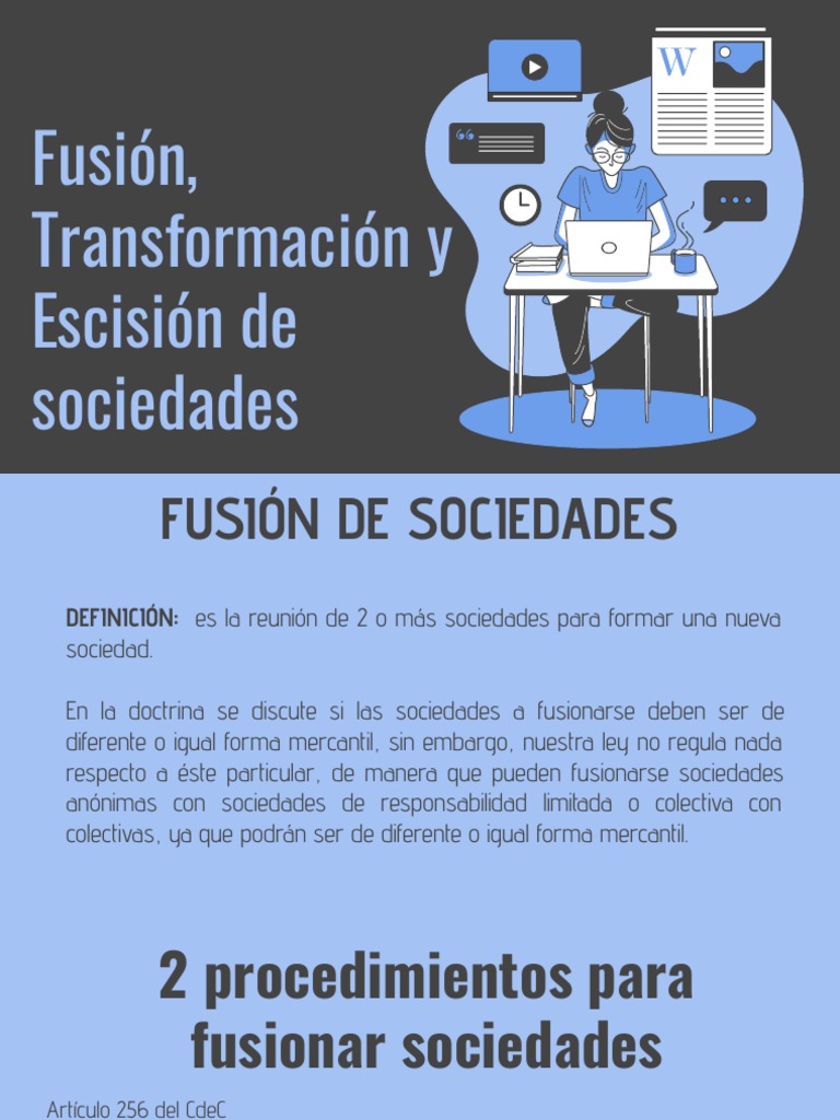 Fusión, Transformación y Escisión de Sociedades | PDF | Finanzas y dinero