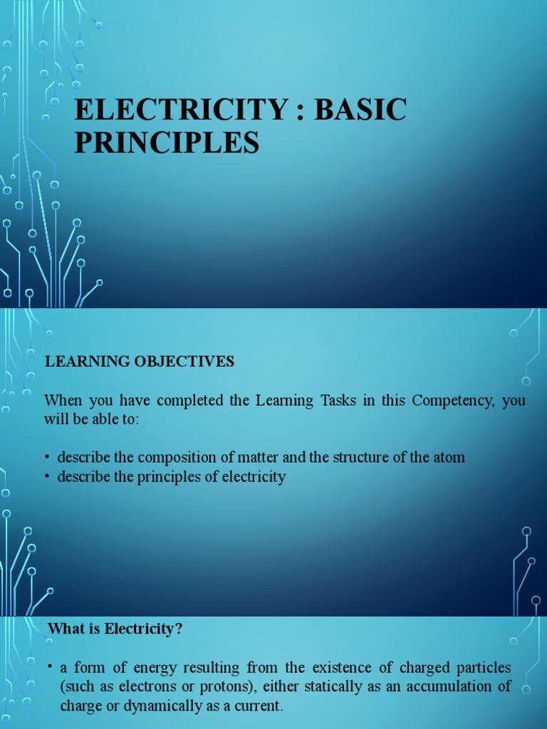BASICPRINCIPLESOFELECTRICITY PDF Atoms Electric Charge