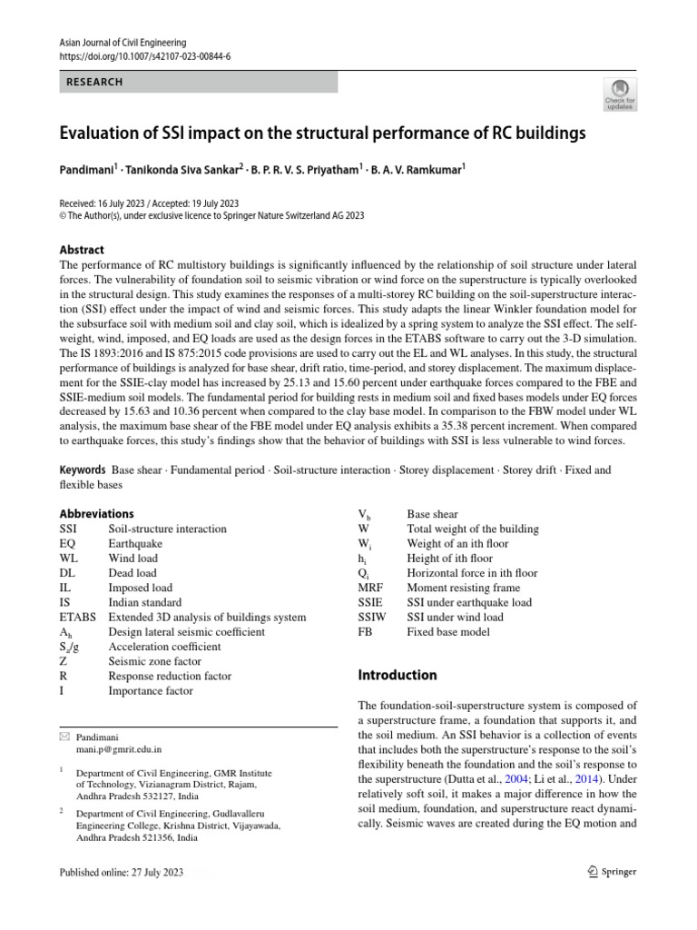 Evaluation of SSI Impact On The Structural Performance of RC Buildings ...