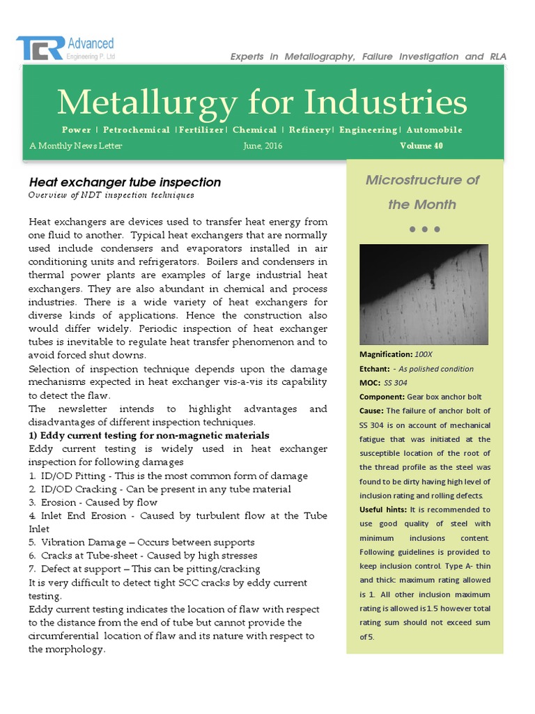 Heat Exchanger Tube Inspection Methods | PDF | Heat Exchanger ...