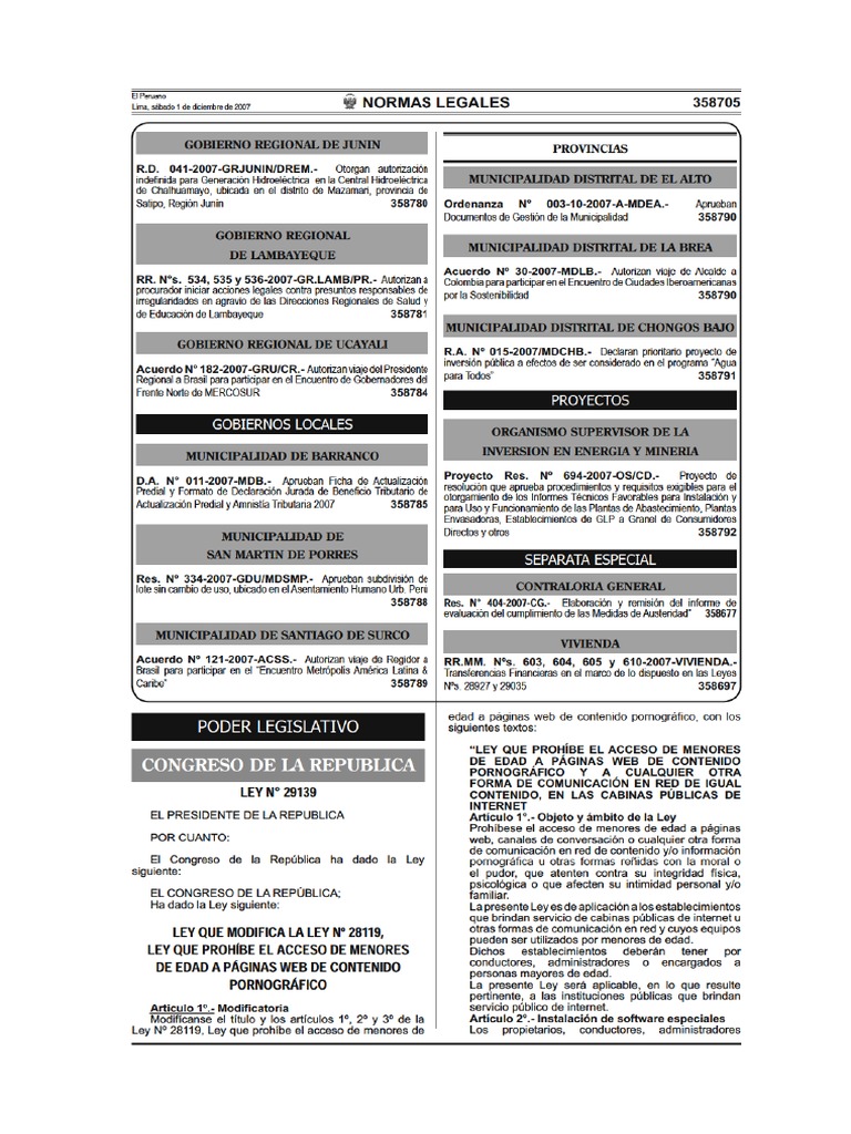 LEY 29139 Modifica Ley 28119 | PDF