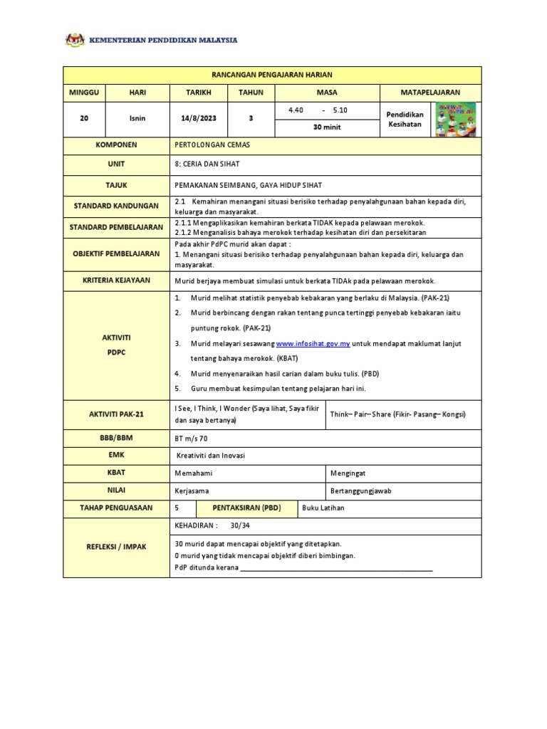 RPH PK T3 Minggu 20 | PDF | Karier & Perkembangan