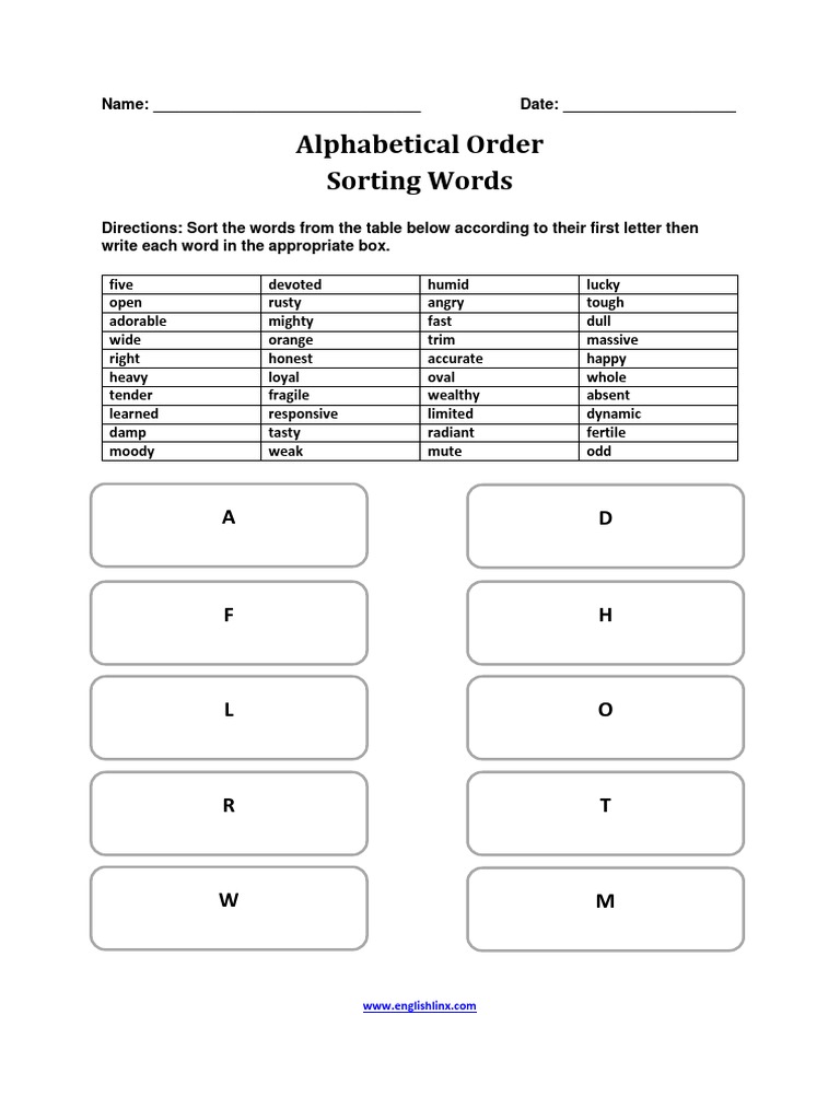 Alphabetical-Order-Sorting-Words | PDF