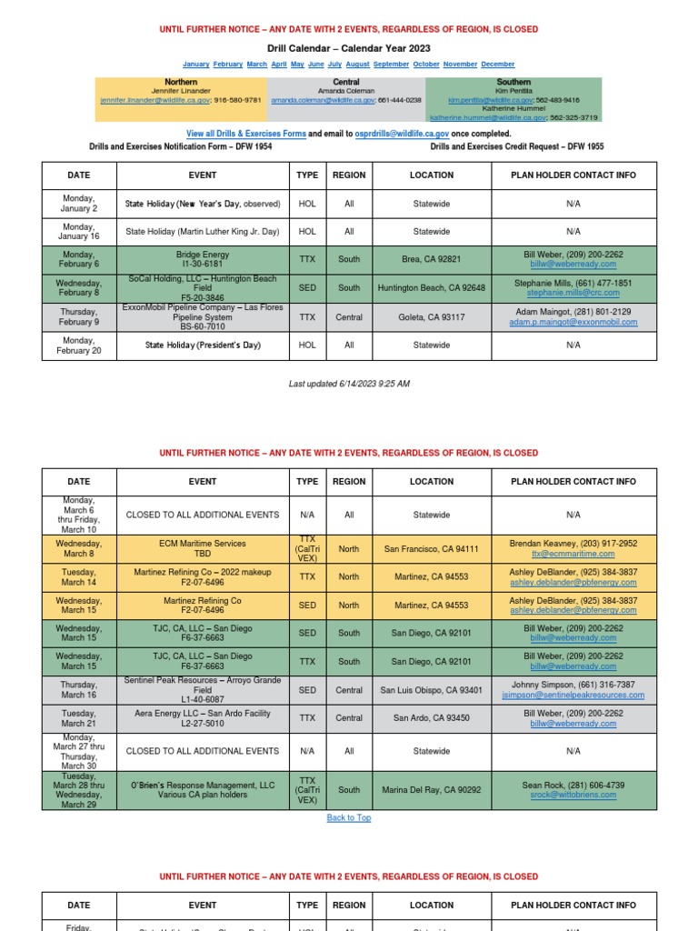 Drill Calendar 2023 PDF