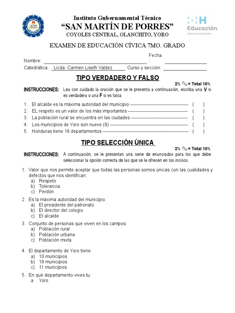 Examen Civica 2do Parcial | PDF | Finanzas y dinero | Ciencias sociales