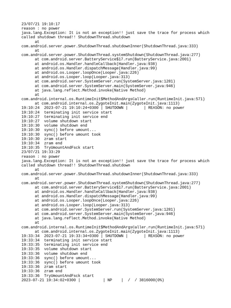 Android Shutdown Log Analysis | PDF | Computers