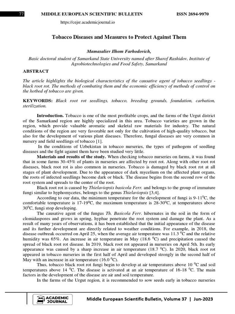 Tobacco Diseases and Measures To Protect Against Them PDF