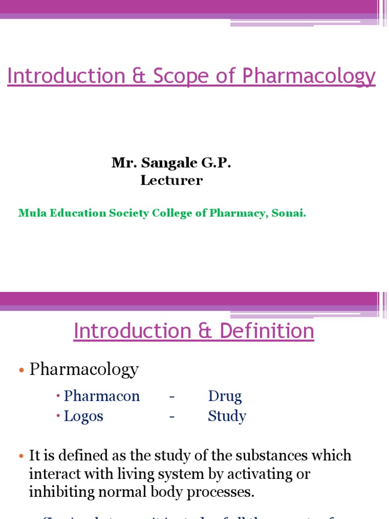 Introduction Scope Of Pharmacology Pdf