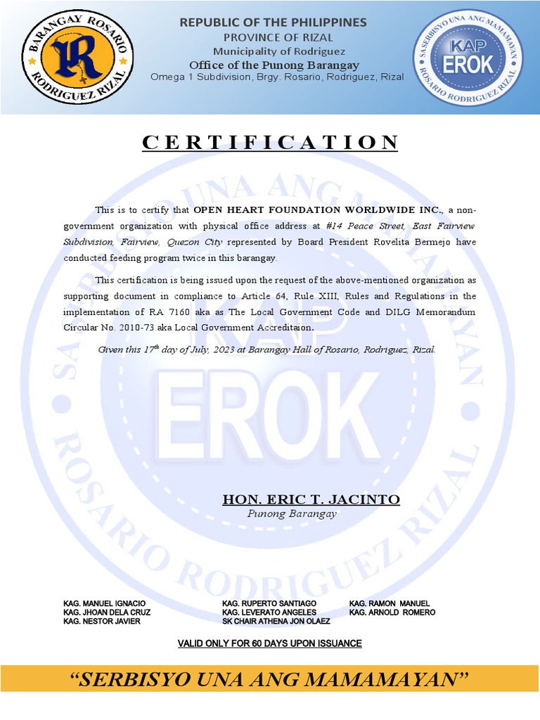 Accreditation Open Heart Foundation Worldwide Inc Pdf