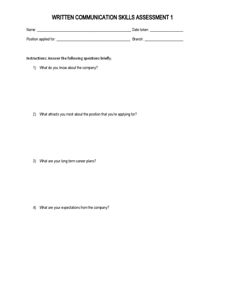 Written Assessment 1 | PDF | Career & Growth