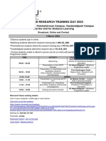 BEdHons Research Training Day Programme - 4 March 2023