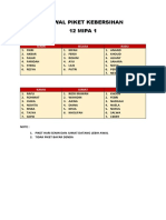 Jadwal Piket Kebersihan