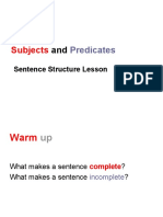 Subjects Predicates Lesson