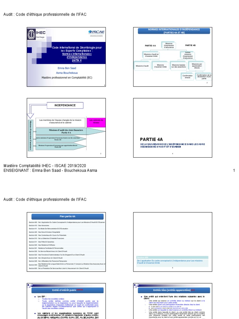 Code d'éthique de l'IFAC en audit | PDF