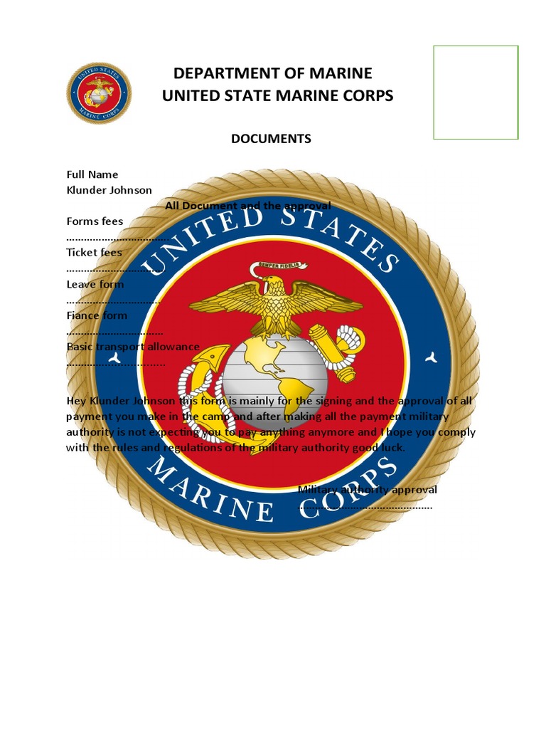 Department of Marine United State Marine Corps | PDF