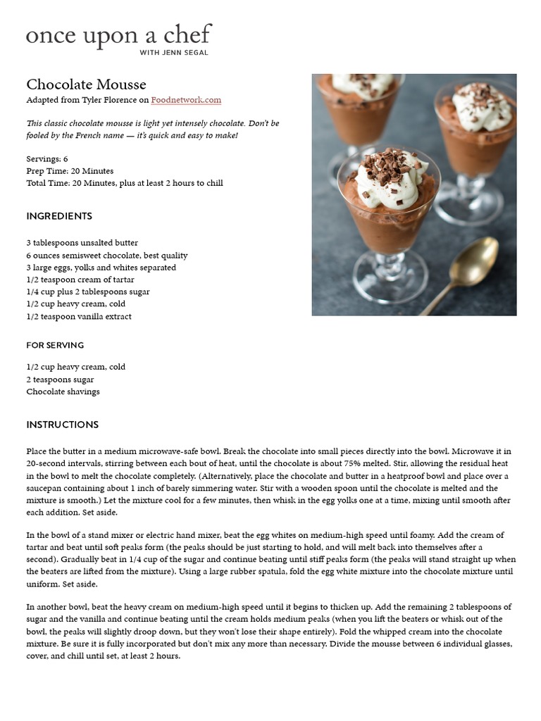 Chocolate Mousse Once Upon A Chef PDF Gluten Free Diet Teaspoon