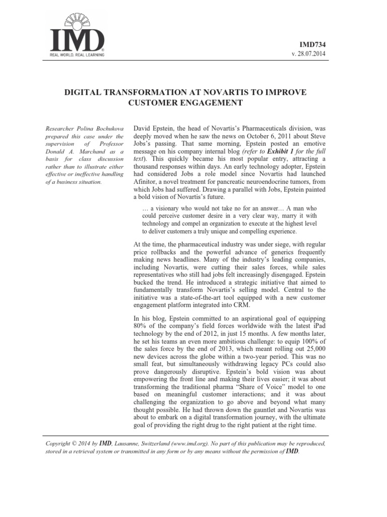 Digital Transformation At Novartis To Improve Customer Engagement