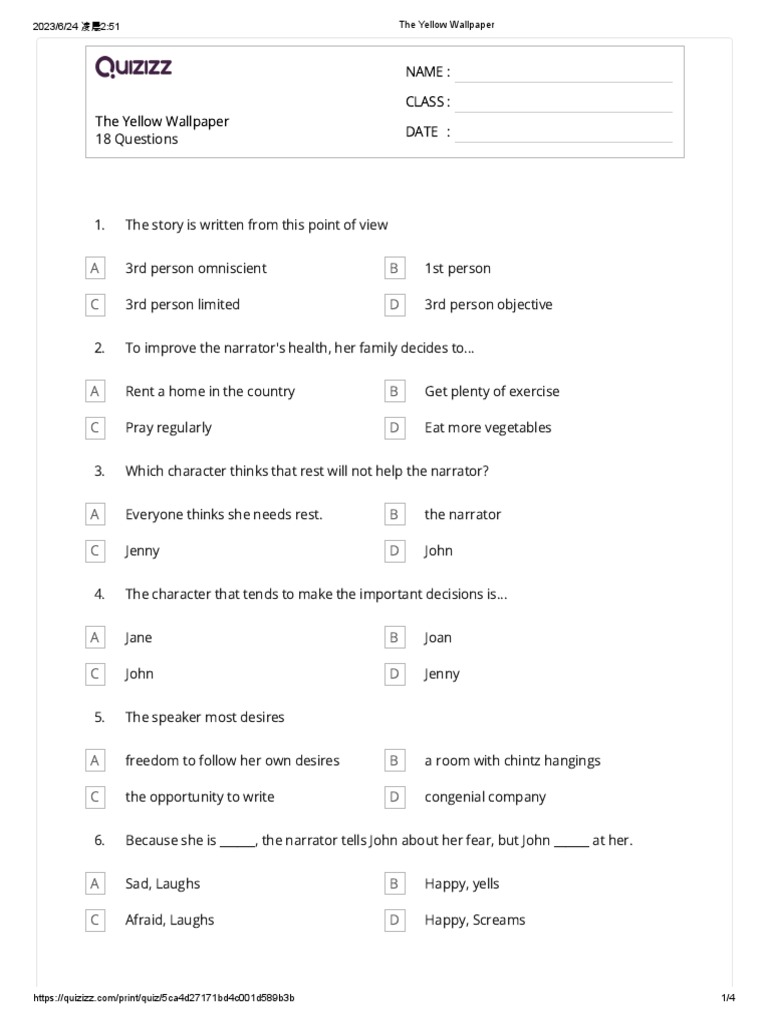 The Yellow Wallpaper PDF