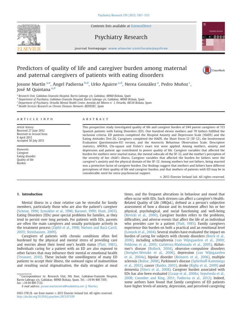 Predictors of Quality of Life and Caregiver Burden Among Maternal and ...