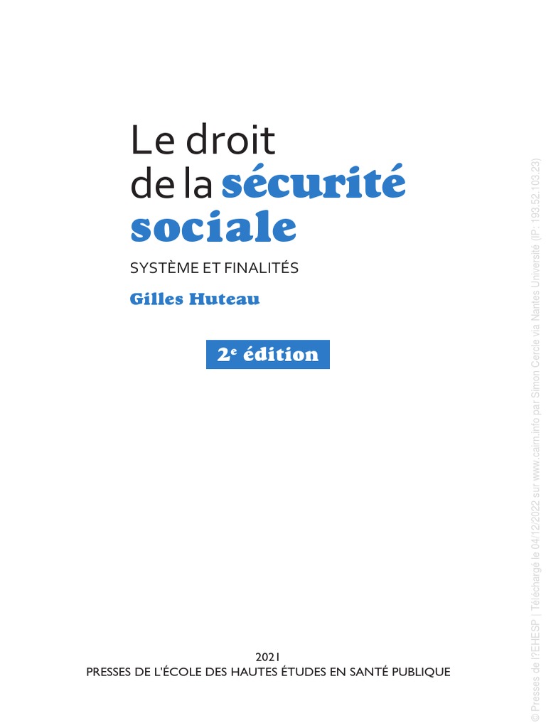 Droit de la sécurité sociale : enjeux et définitions | PDF