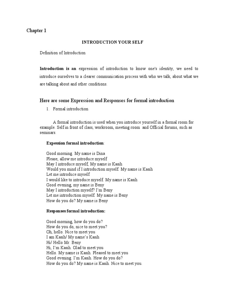 Self Introduction Techniques for Students | PDF | Language Arts ...