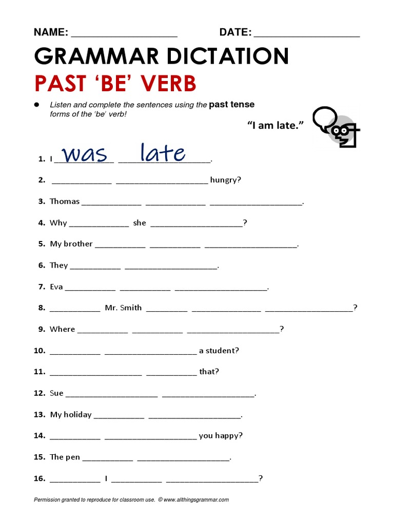 Worksheet 02 Dictation Was Were | PDF | Cooking, Food & Wine