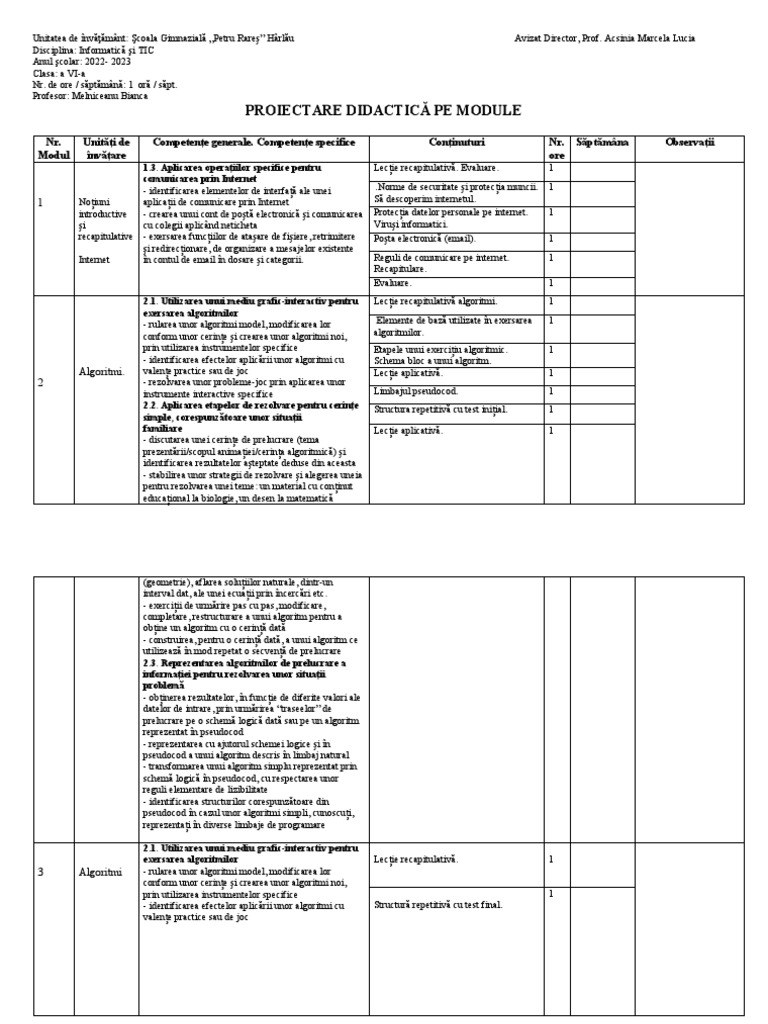 0 - Proiectare - Pe - Module CL 6 | PDF
