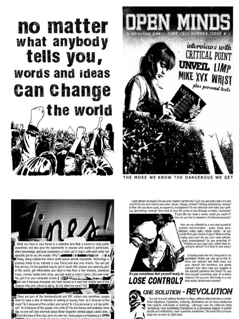 OPEN MINDS Vegan Straight Edge Anarchy Zine Issue 1 | PDF