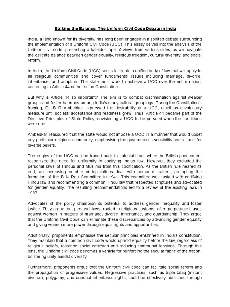 Uniform Civil Code PDF