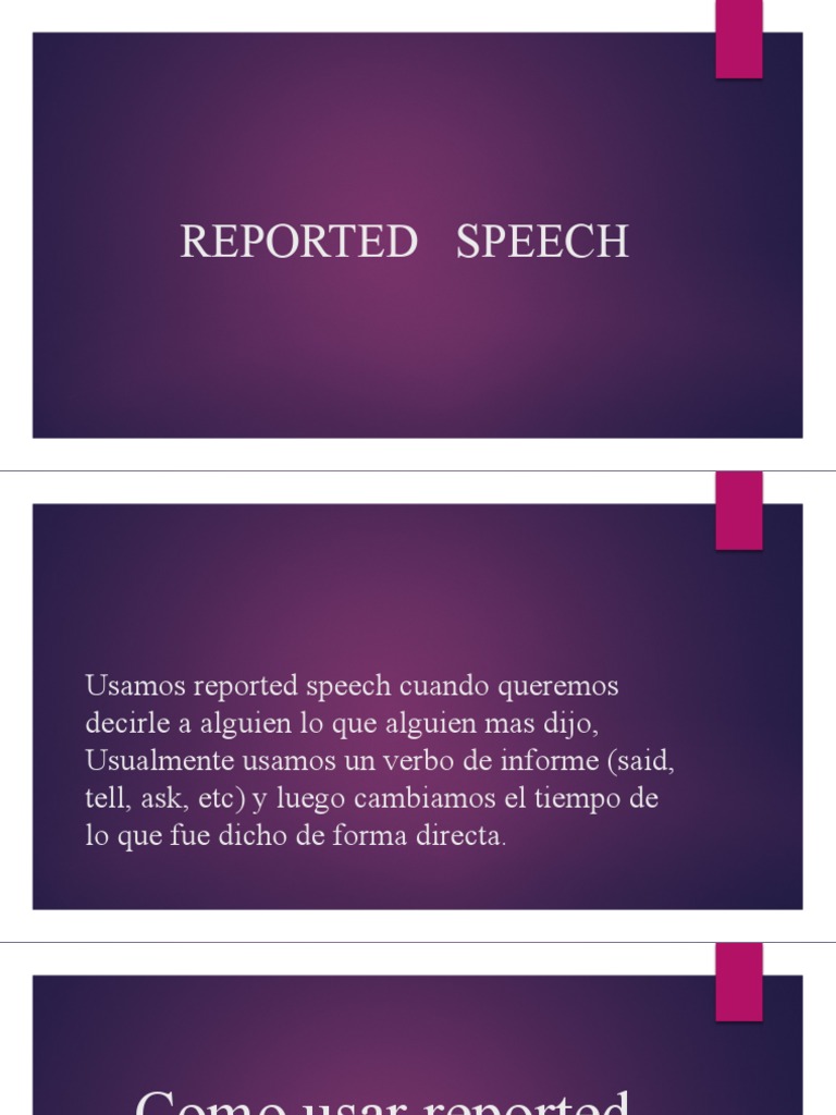 Uso del Reported Speech en Inglés | PDF | Artes del Lenguaje y Comunicación
