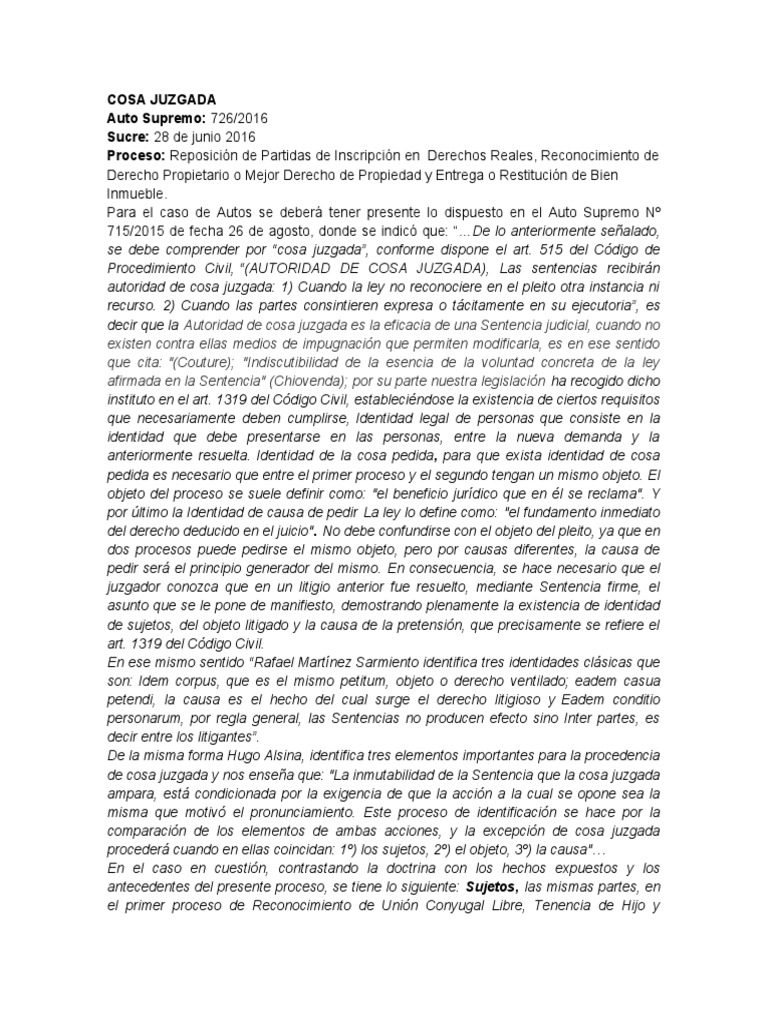 Cosa Juzgada 1 | PDF | Res Judicata | Sentencia (ley)