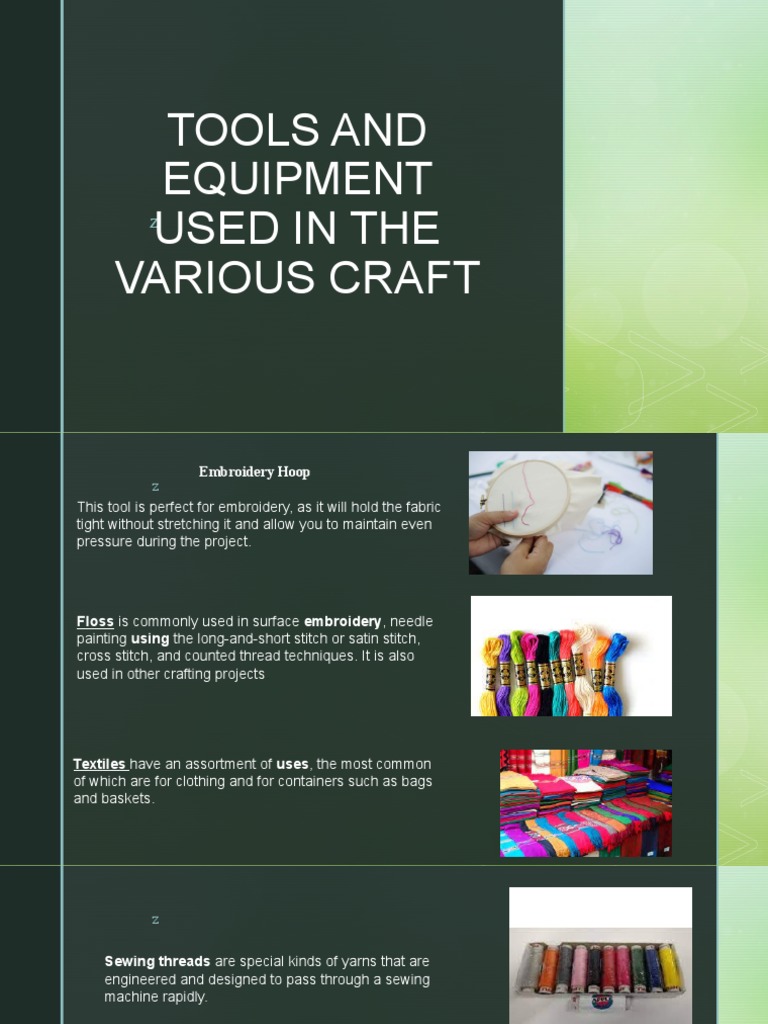 Tools and Equipment Used in The Various Craft PDF