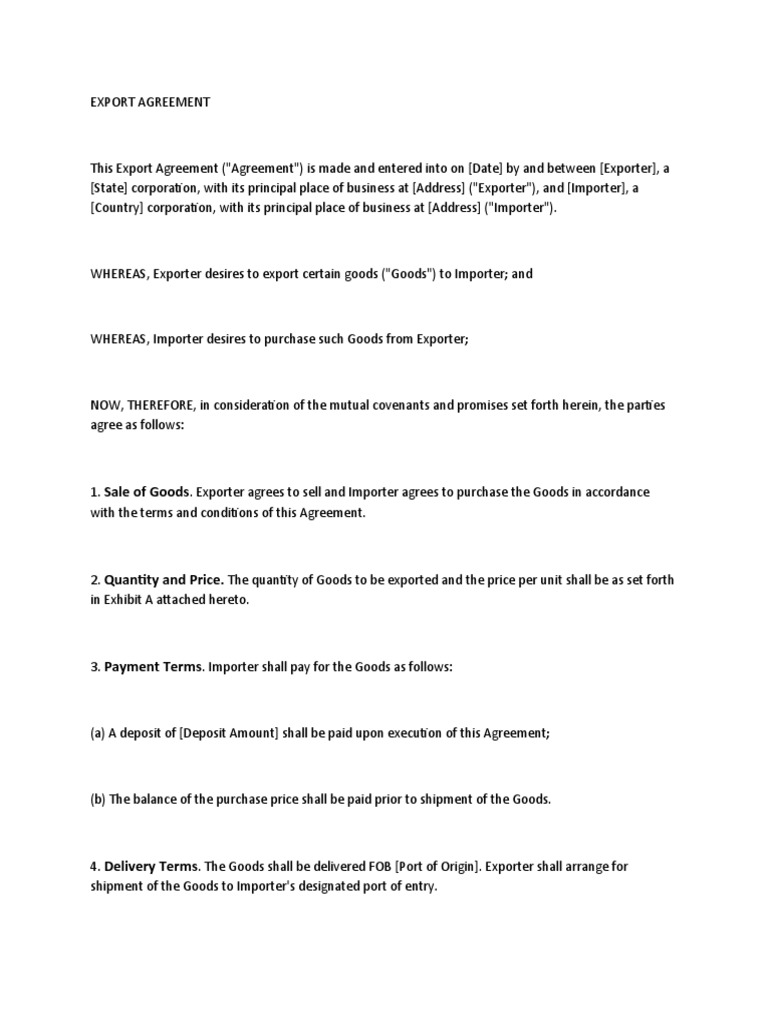 Export Agreement Overview | PDF