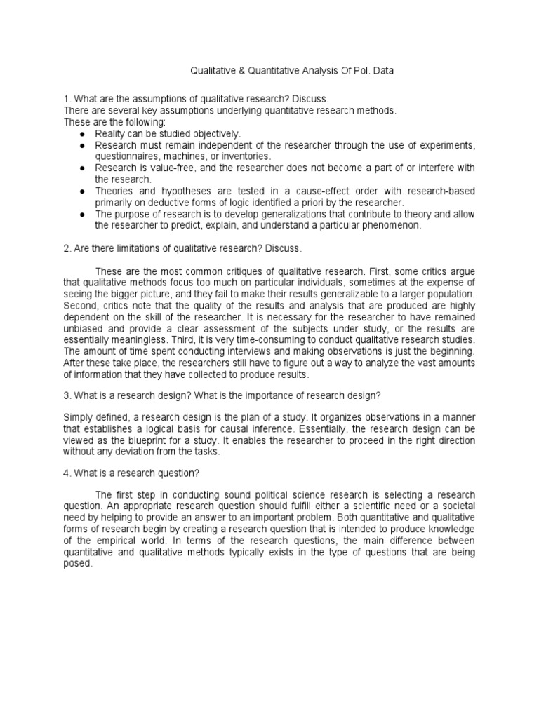 Qualitative & Quantitative Analysis of Pol. Data Midterm Exam | PDF